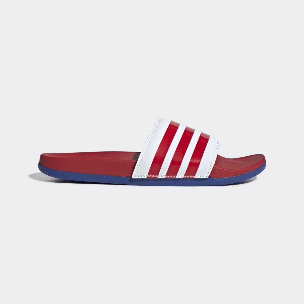 Adidas Men's Adilette Comfort Slides White/Deep Red/Royal Ireland EG1853